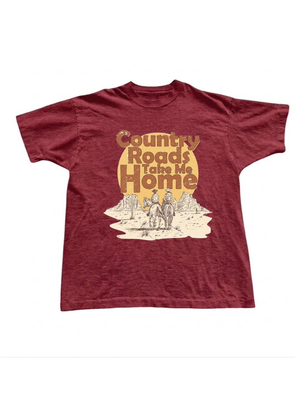 Gildan Country Roads Take Me Home Graphic Tee - Burgundy